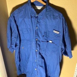 Columbia Mens SS PFG Fishing Shirt Color Blue Size XL